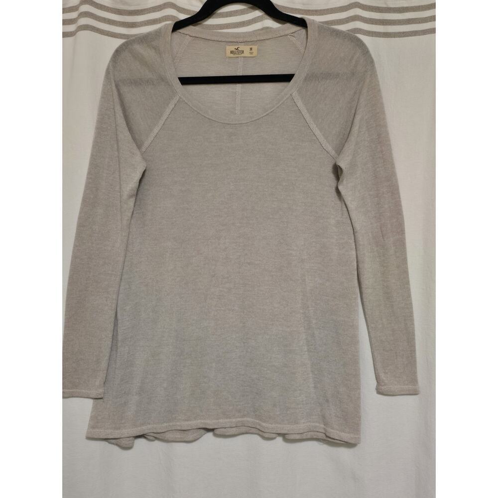 Hollister Women’s Beige Knit Top Sz M Minimalist Long Sleeve Y2K 90s Vibe